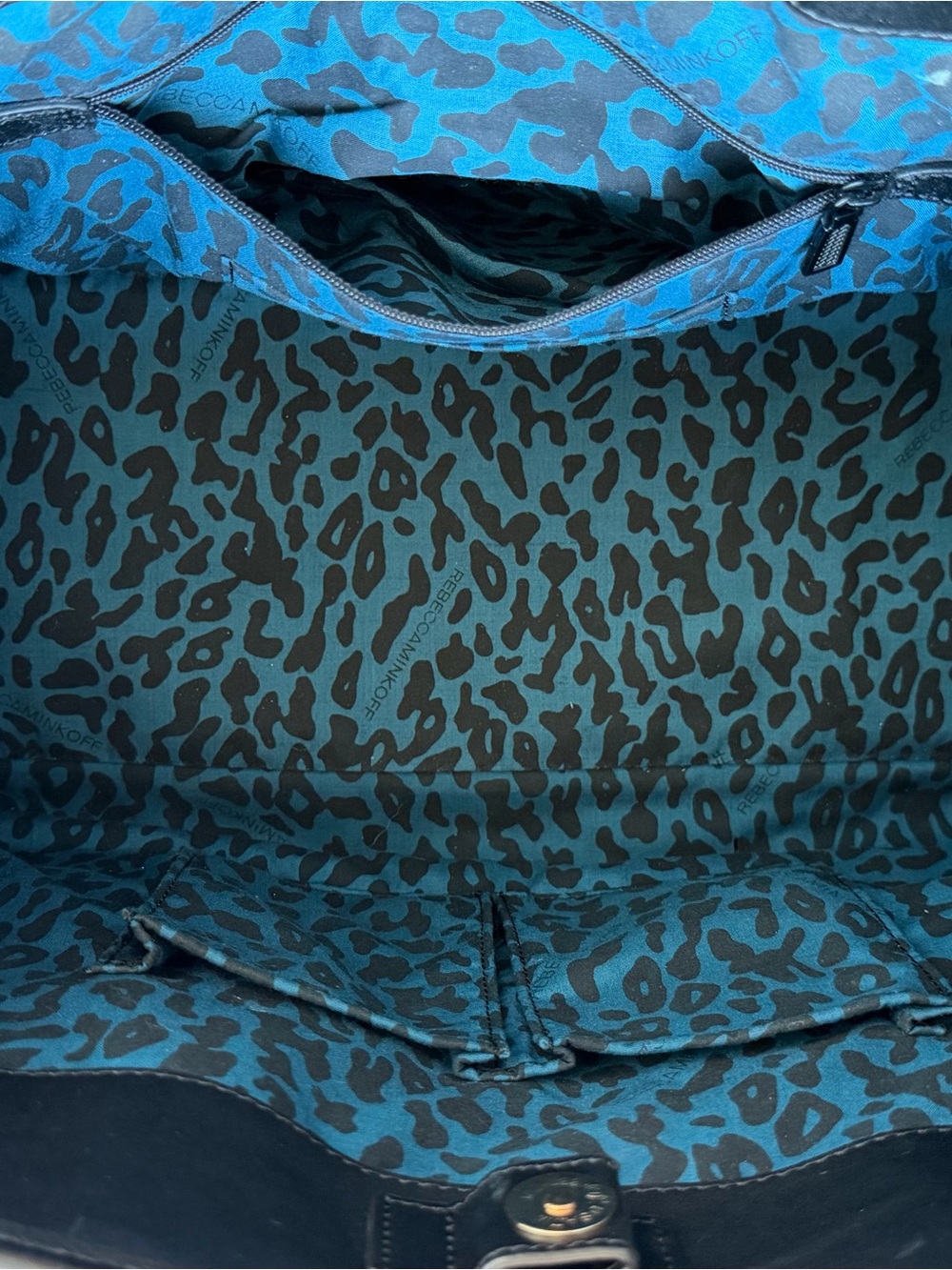 Rebecca Minkoff Black Leather & Zebra Faux Fur Satchel Tote - Picture 4 of 8